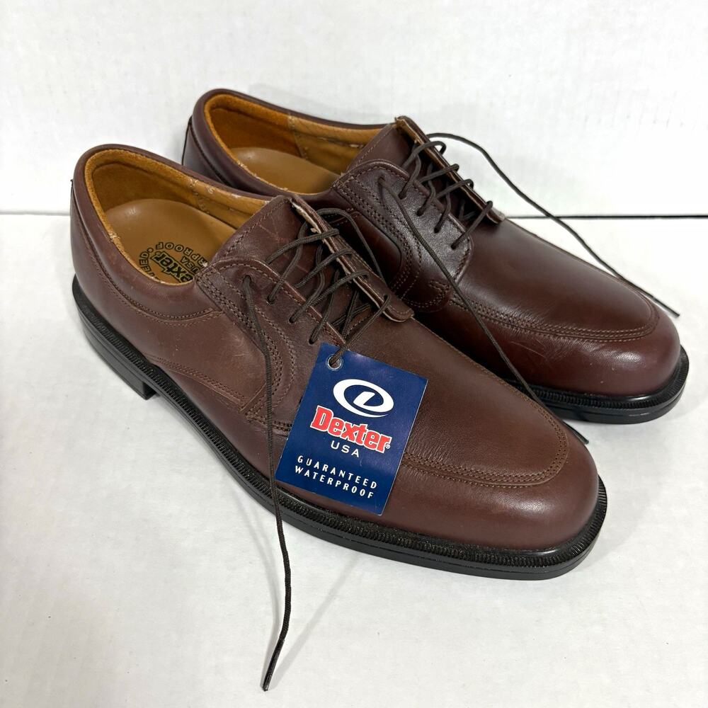 Dexter Brown Leather Lace-Up Derby Dress Shoes Square Toe Rubber Sole 7.5